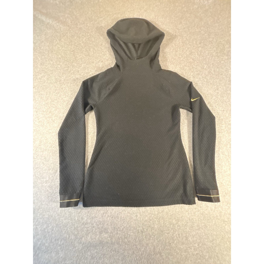 Nike Pro Icon Clash Hooded Compression Top Black Gold Dri-FIT Womens XS‎